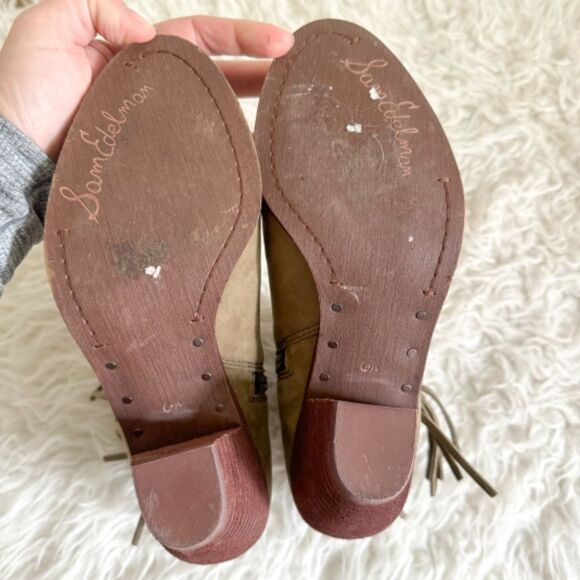 Sam Edelman Fringe Suede "Louie" Block Heel Ankle Bootie | Size 6.5 - Picture 8 of 9